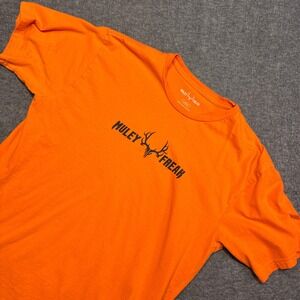 Muley Freak T-Shirt Men Large Orange Graphic Hunting Short Sleeve Buck Deer